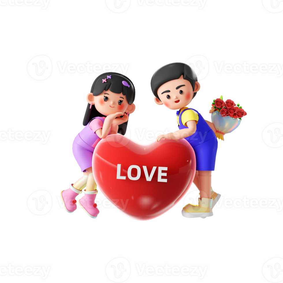 3D rendering cartoon couple image illustration png