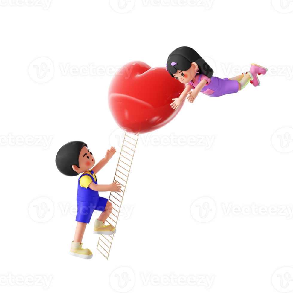 3D rendering cartoon couple image illustration png