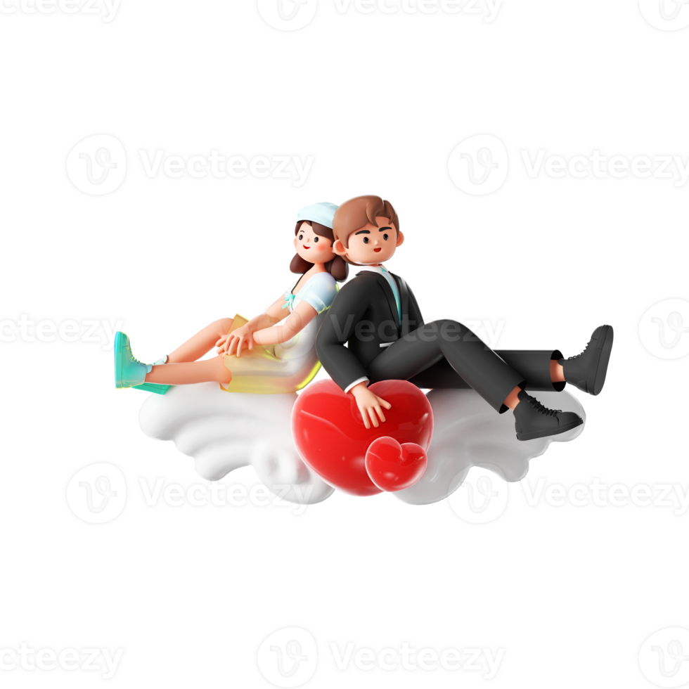 Illustration d'image de couple de dessin animé de rendu 3d png