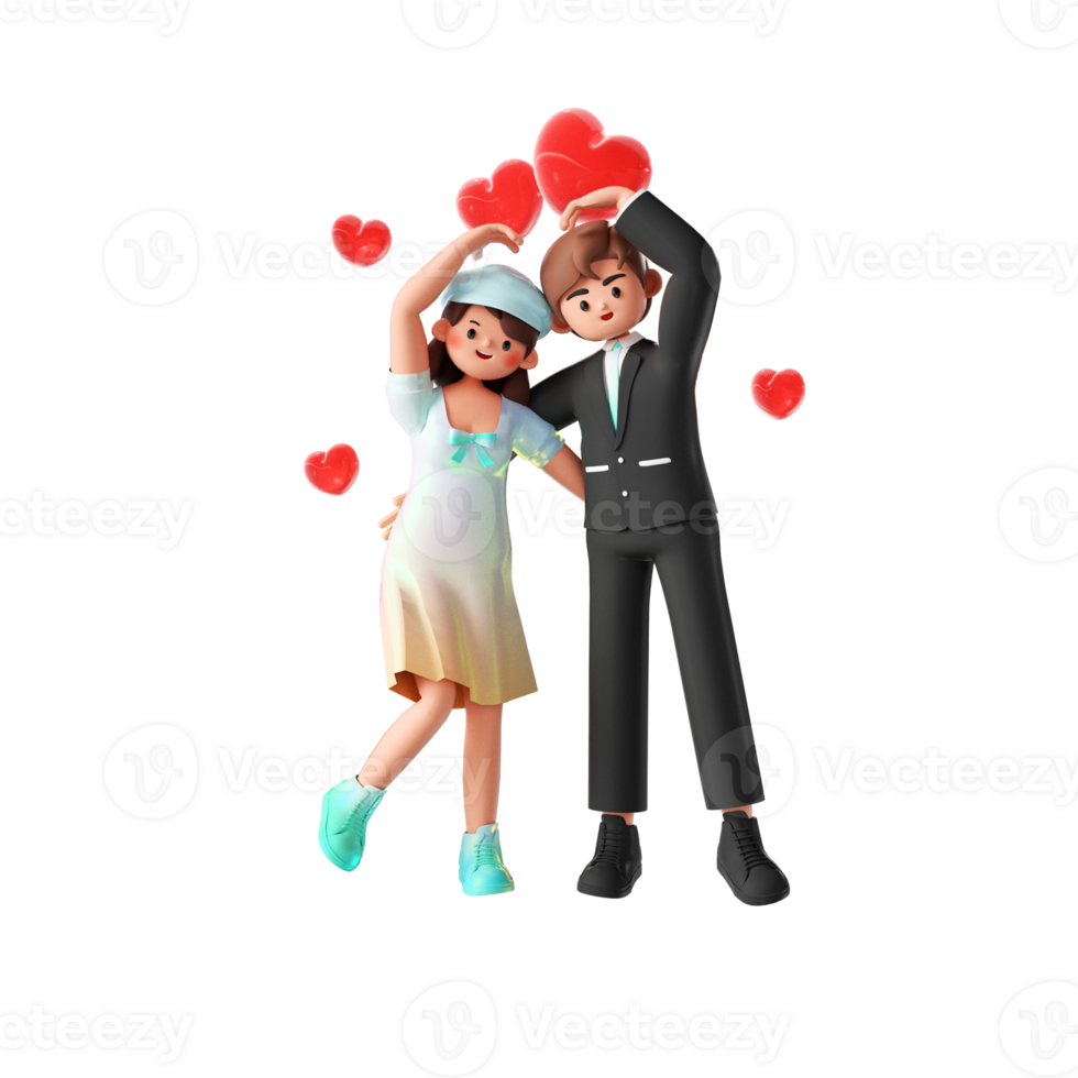 3D rendering cartoon couple image illustration png