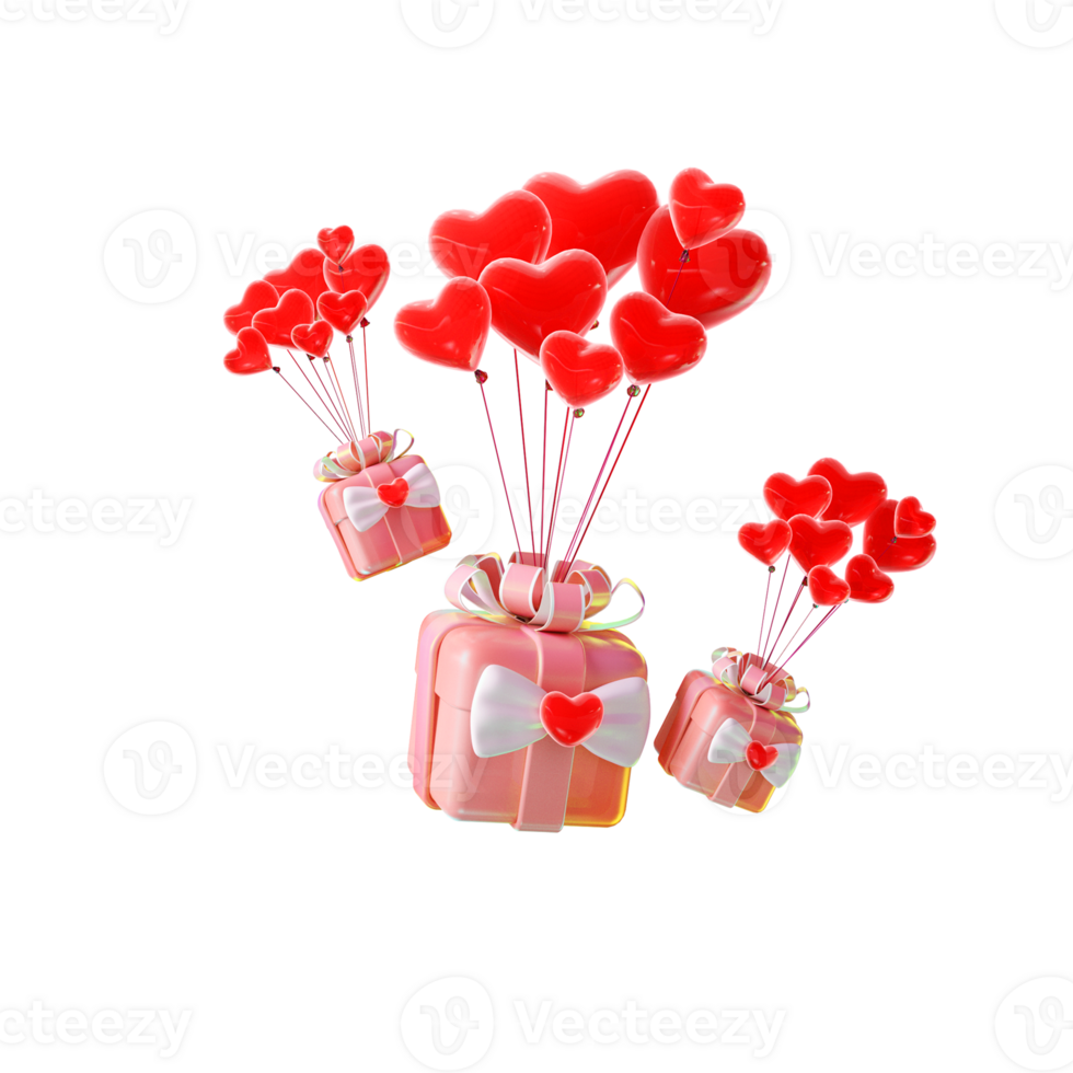 3D rendering of Valentine's Day elements png