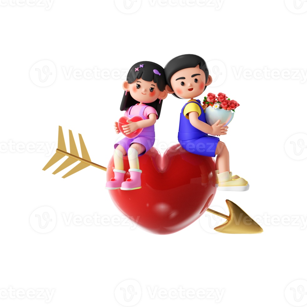 3D rendering cartoon couple image illustration png