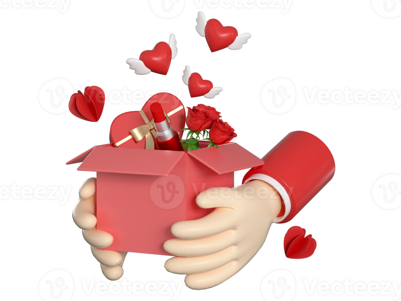 3D rendering of Valentine's Day elements png