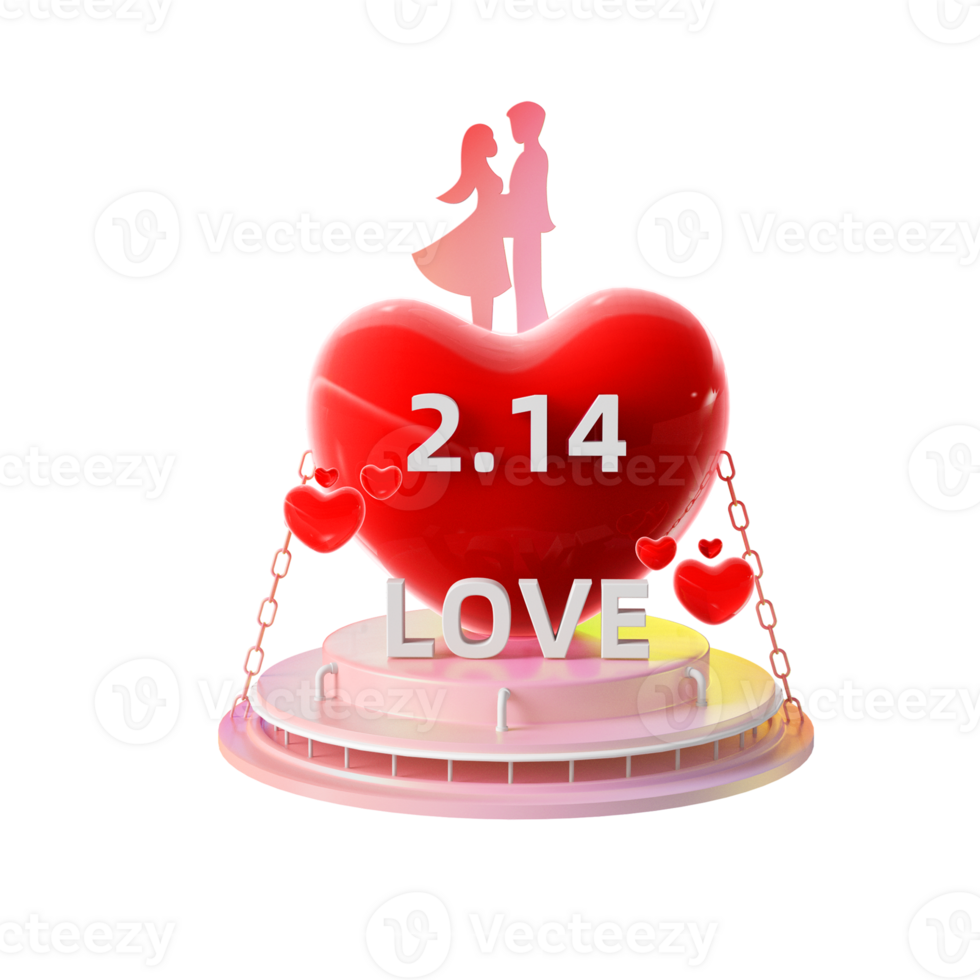 3D rendering of Valentine's Day elements png