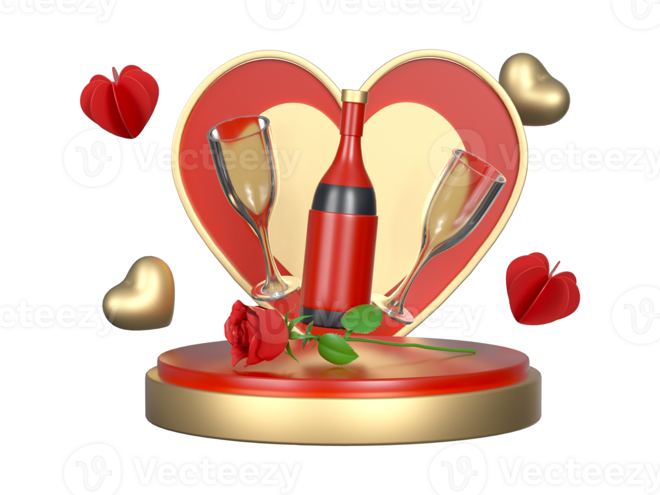 3D rendering of Valentine's Day elements png