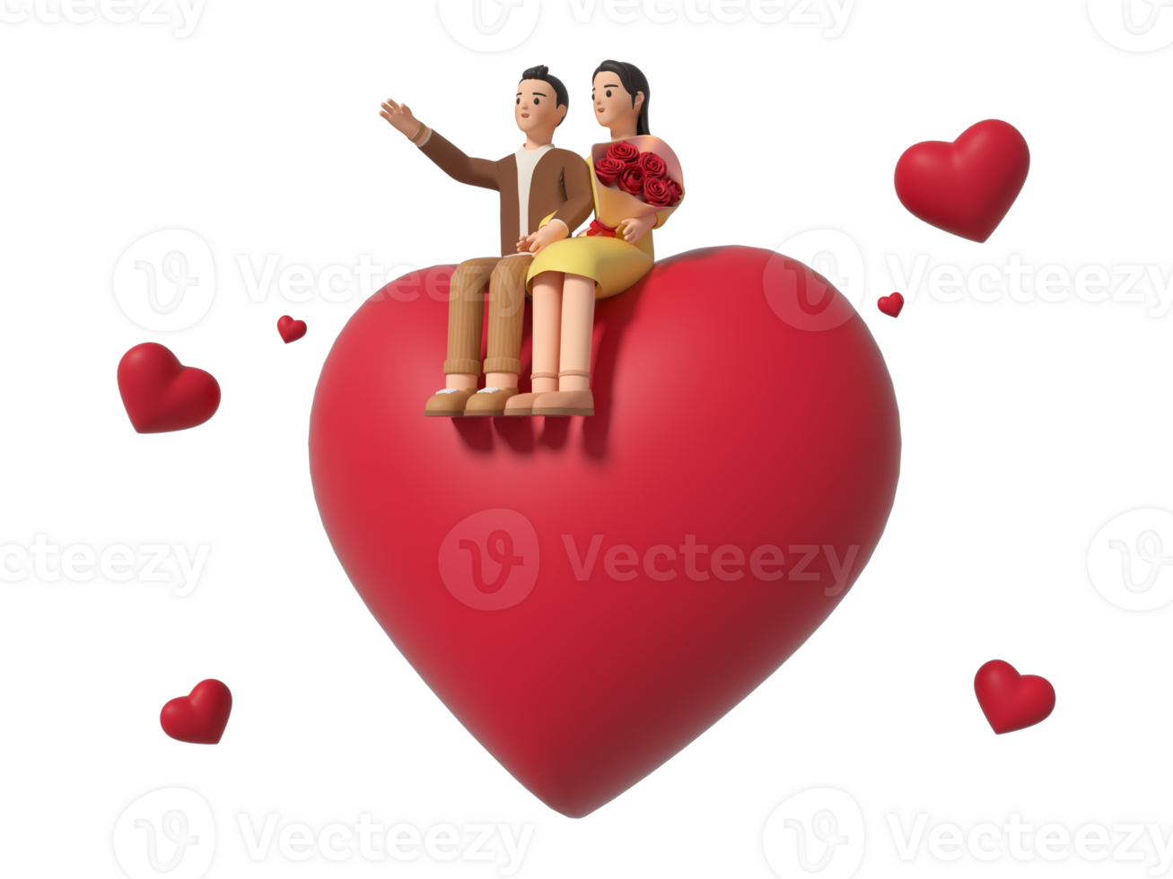 3D rendering of cartoon lovers png