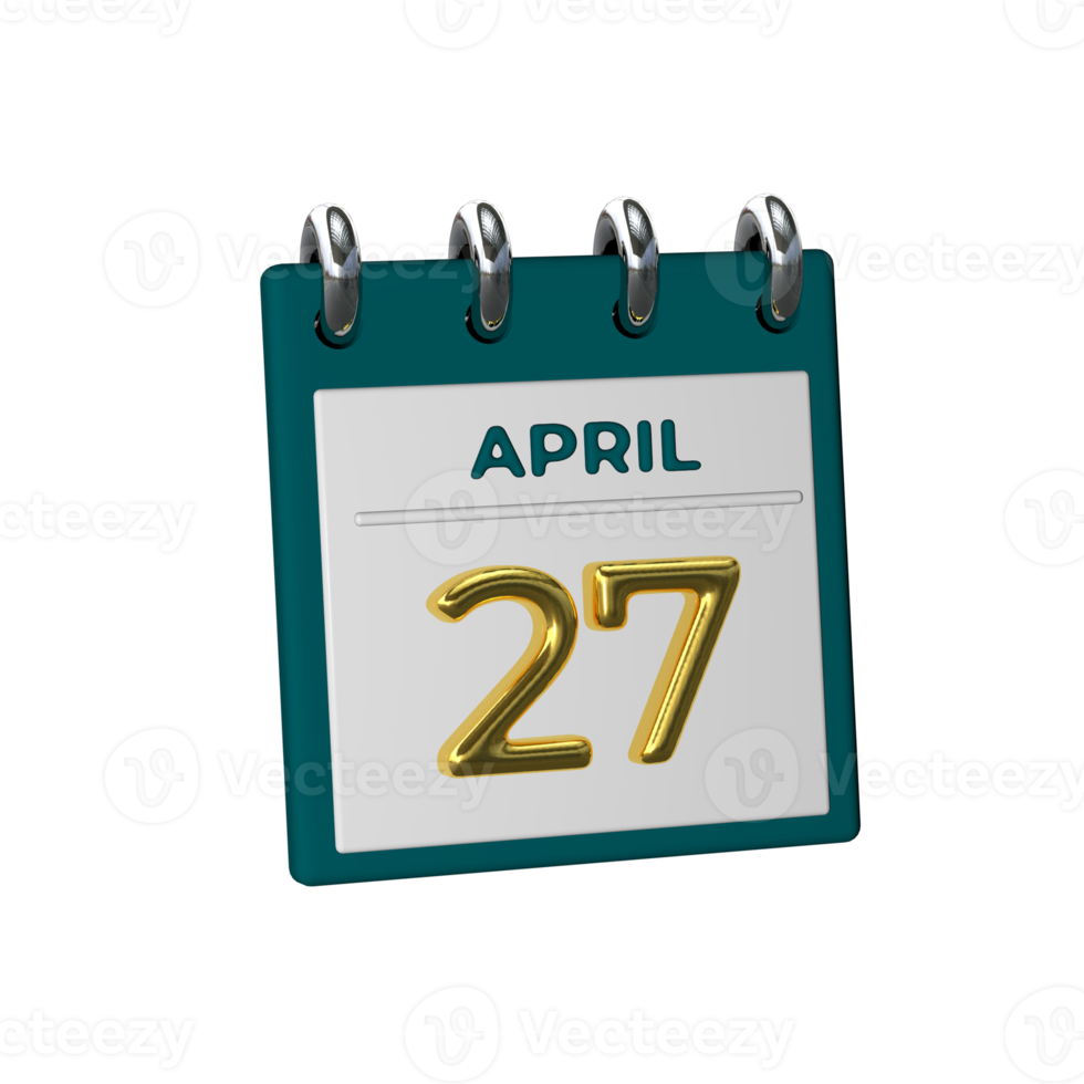 Monatskalender 27. April 3D-Rendering png