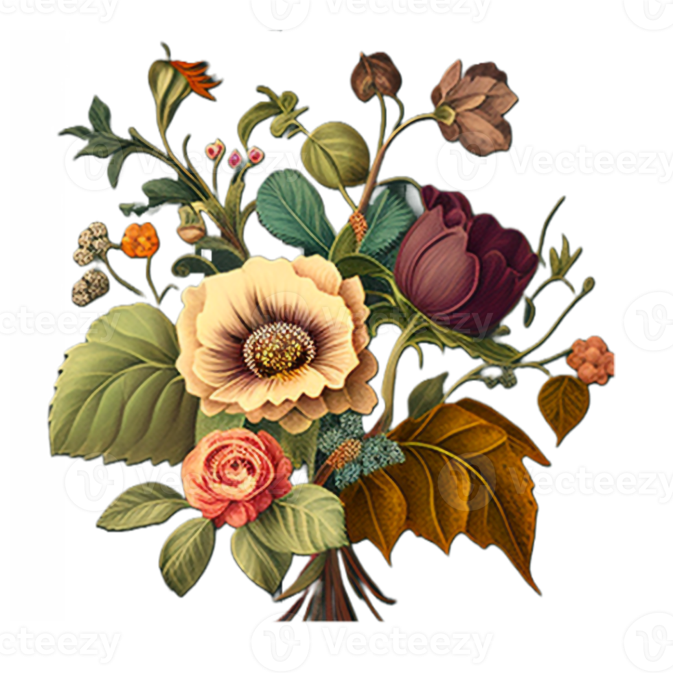 clipart de sublimação floral vintage png