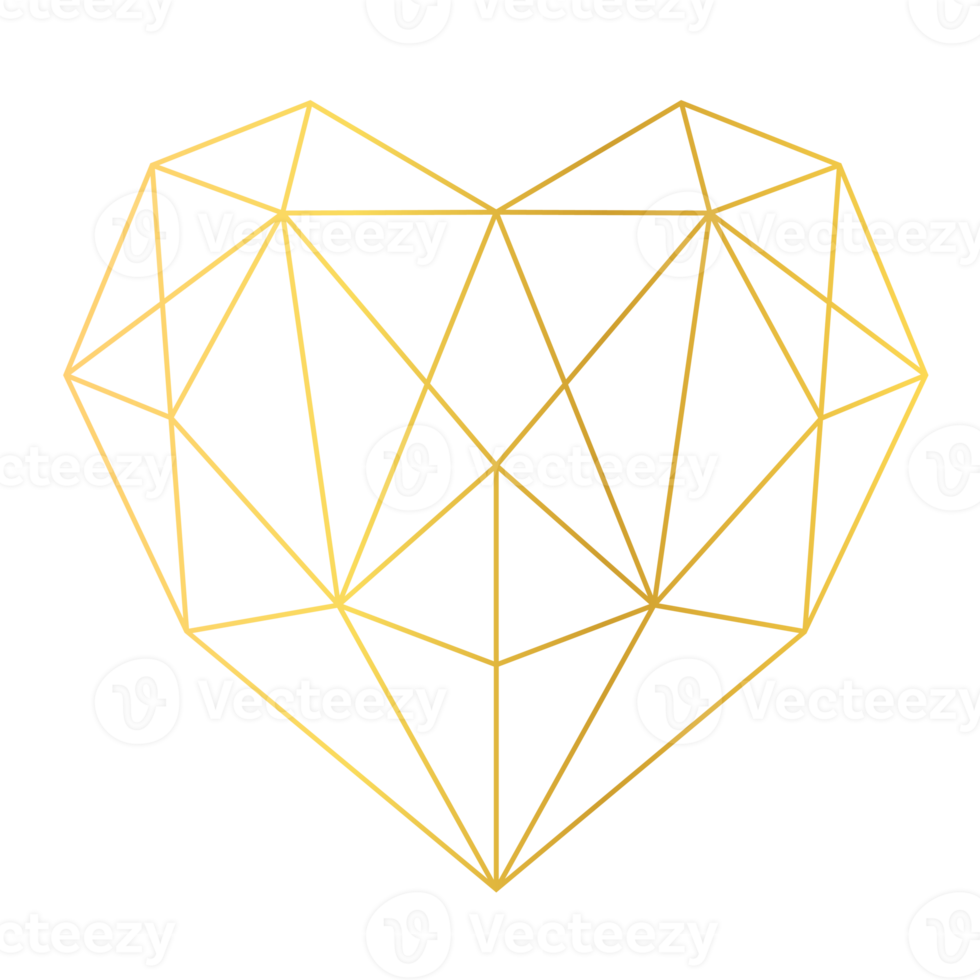 corazón de oro geométrico png