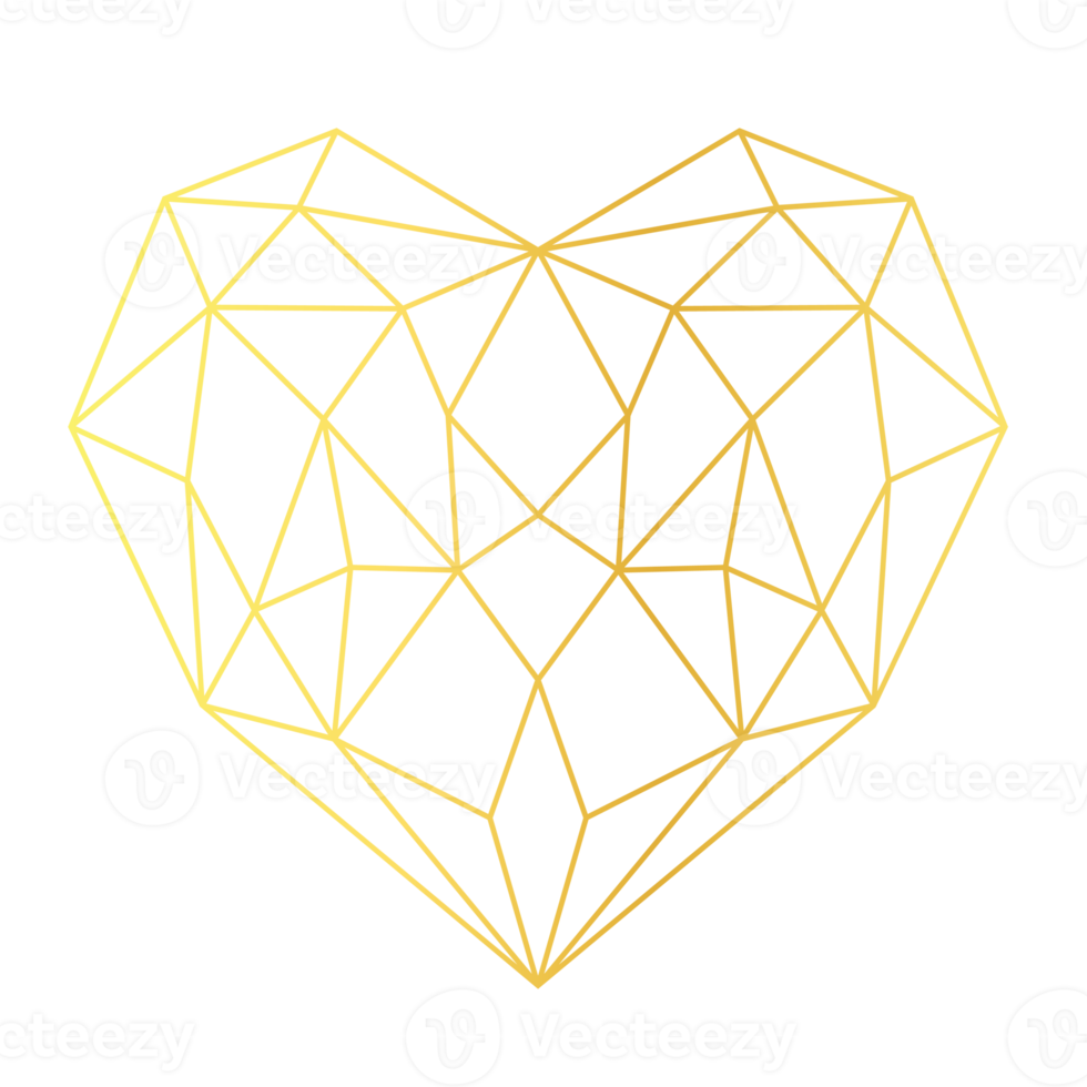 corazón de oro geométrico png