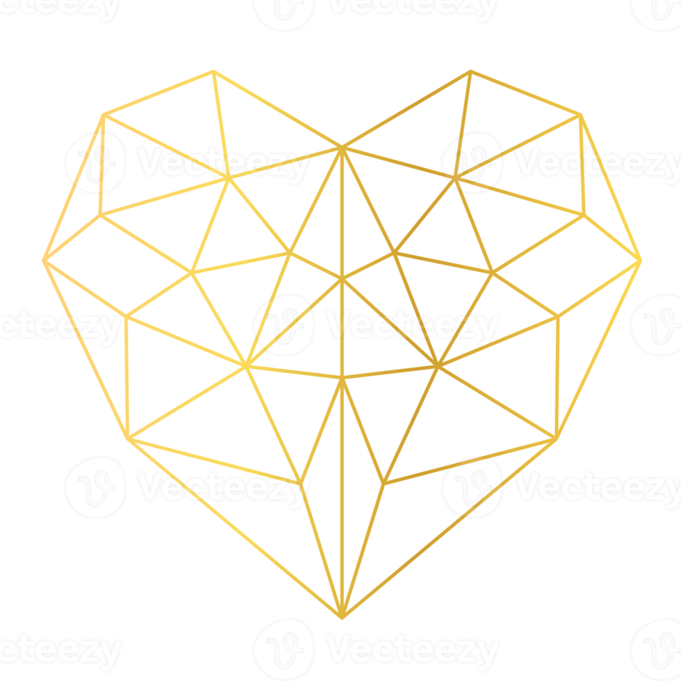 guld hjärta geometrisk png