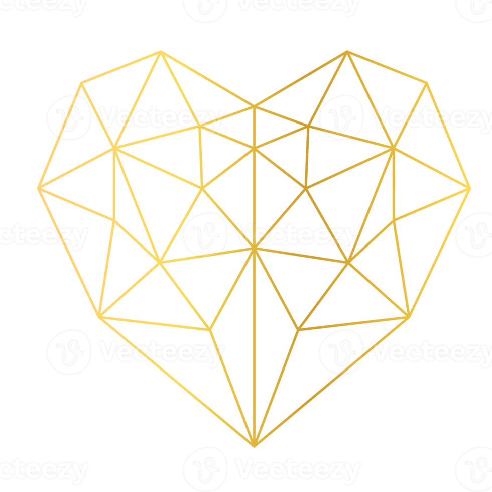 corazón de oro geométrico png