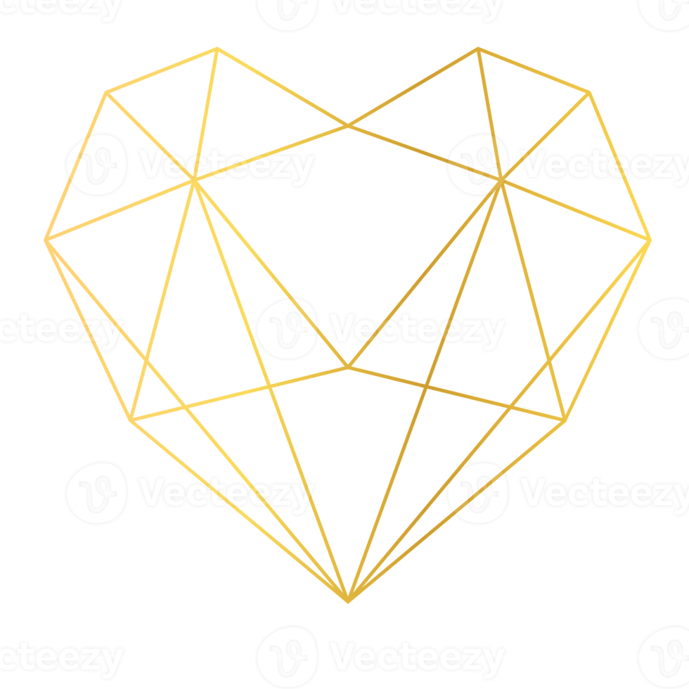 guld hjärta geometrisk png