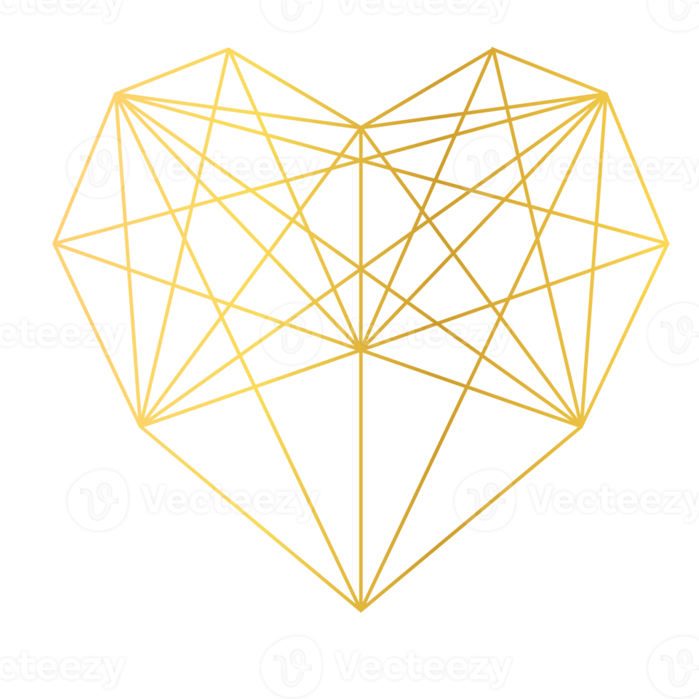 guld hjärta geometrisk png