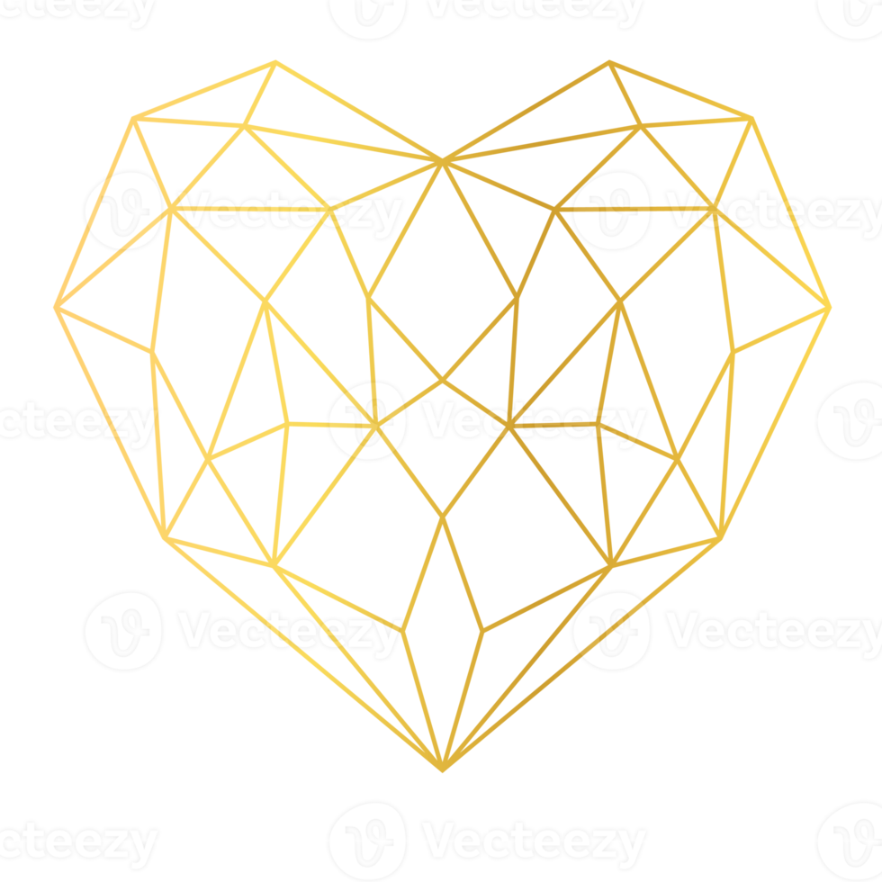 guld hjärta geometrisk png