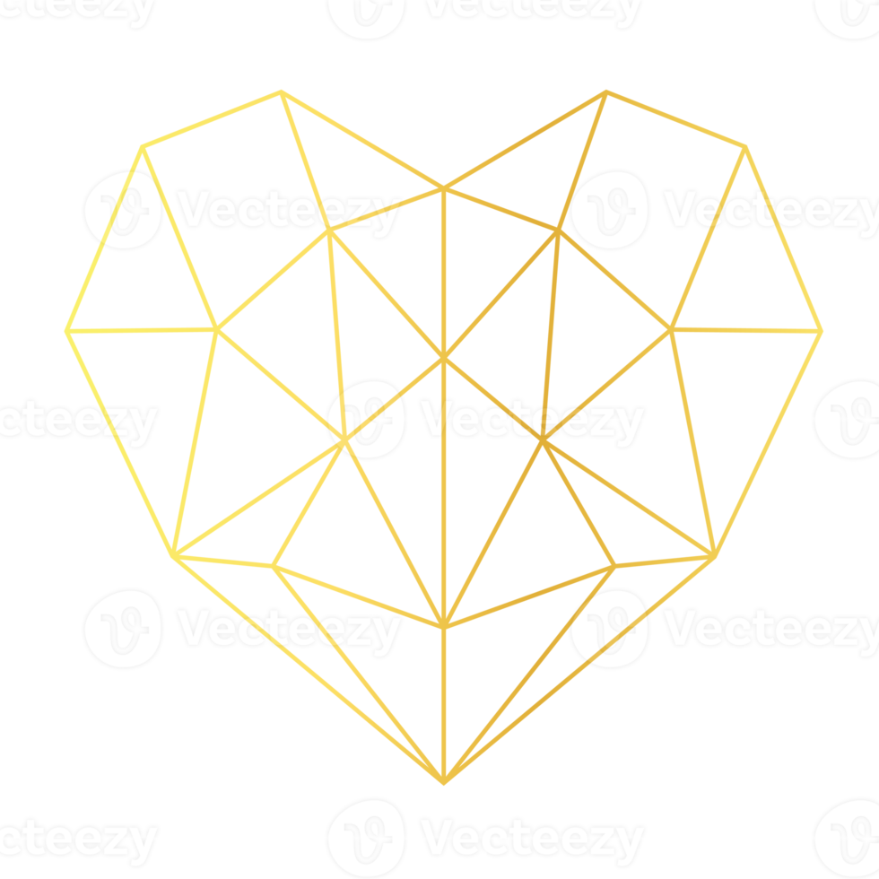 Gold Heart Geometric 18872518 PNG