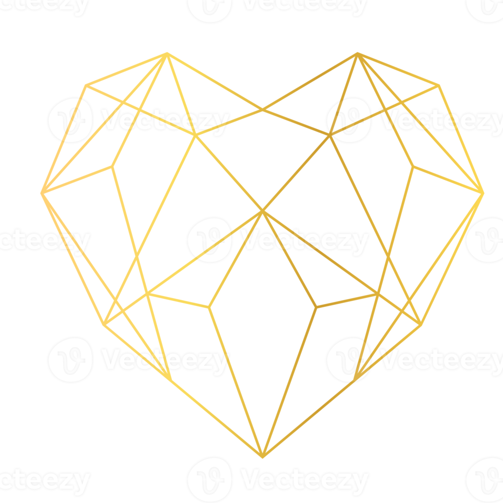 corazón de oro geométrico png