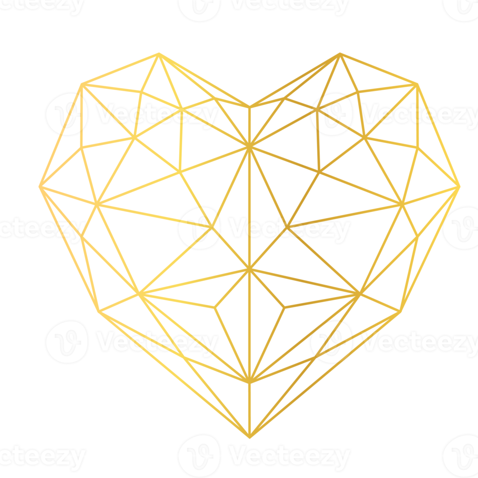 corazón de oro geométrico png