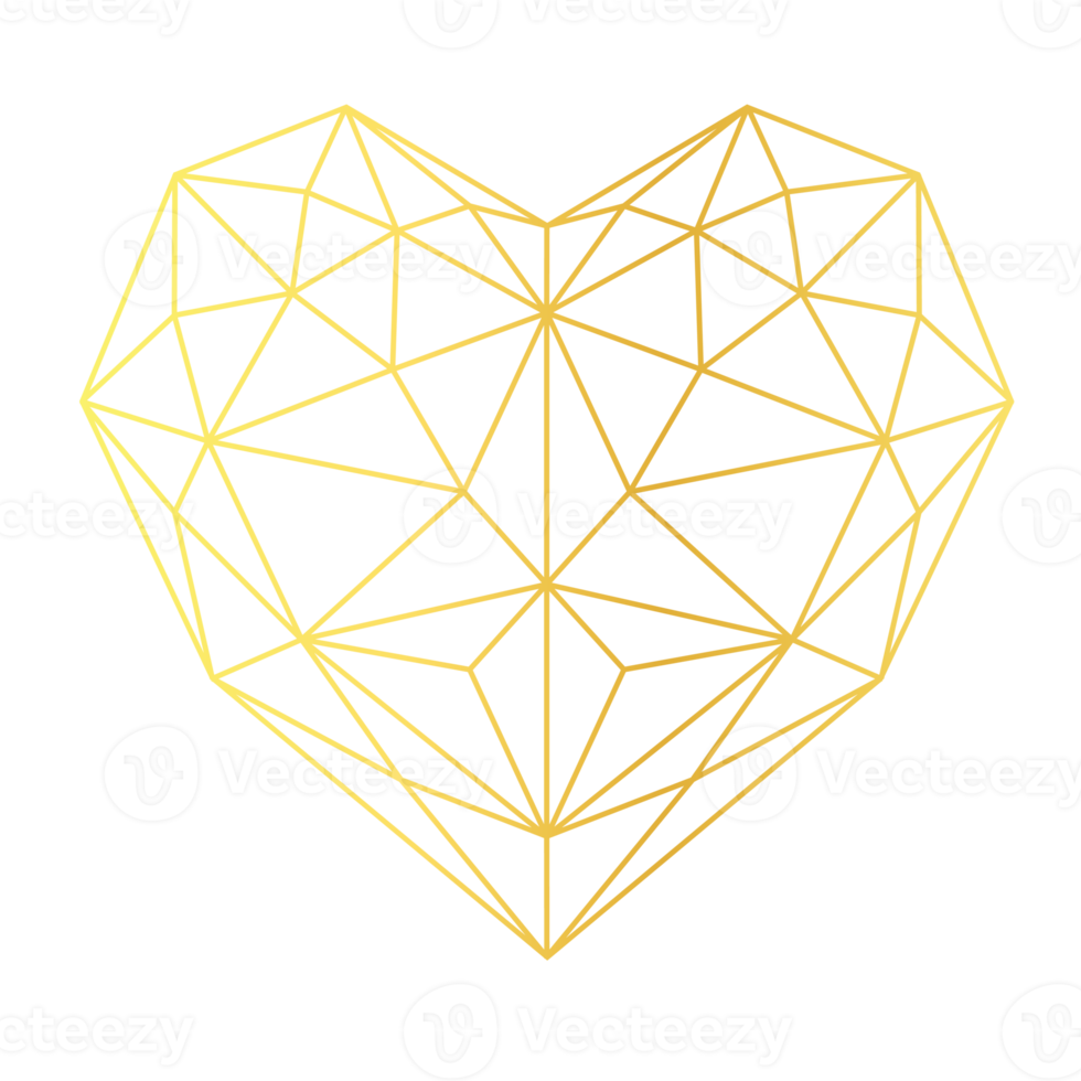 guld hjärta geometrisk png