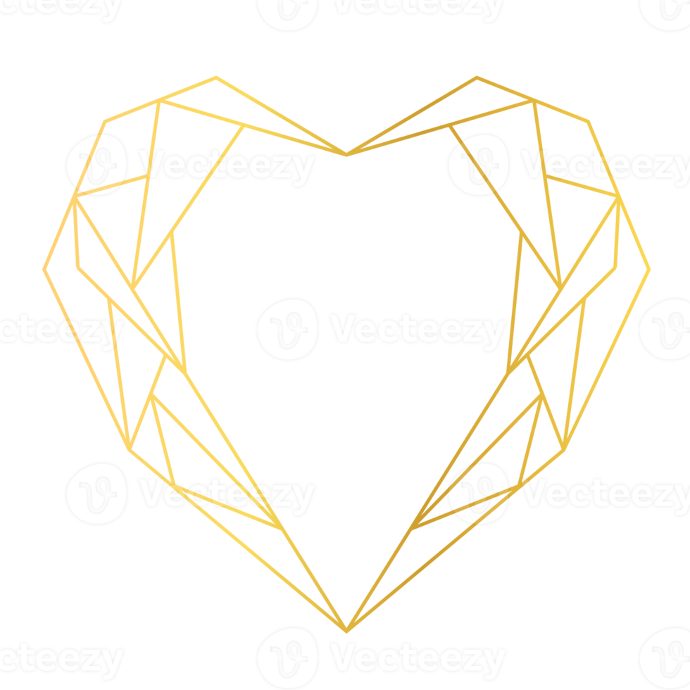 Gold Heart Geometric png