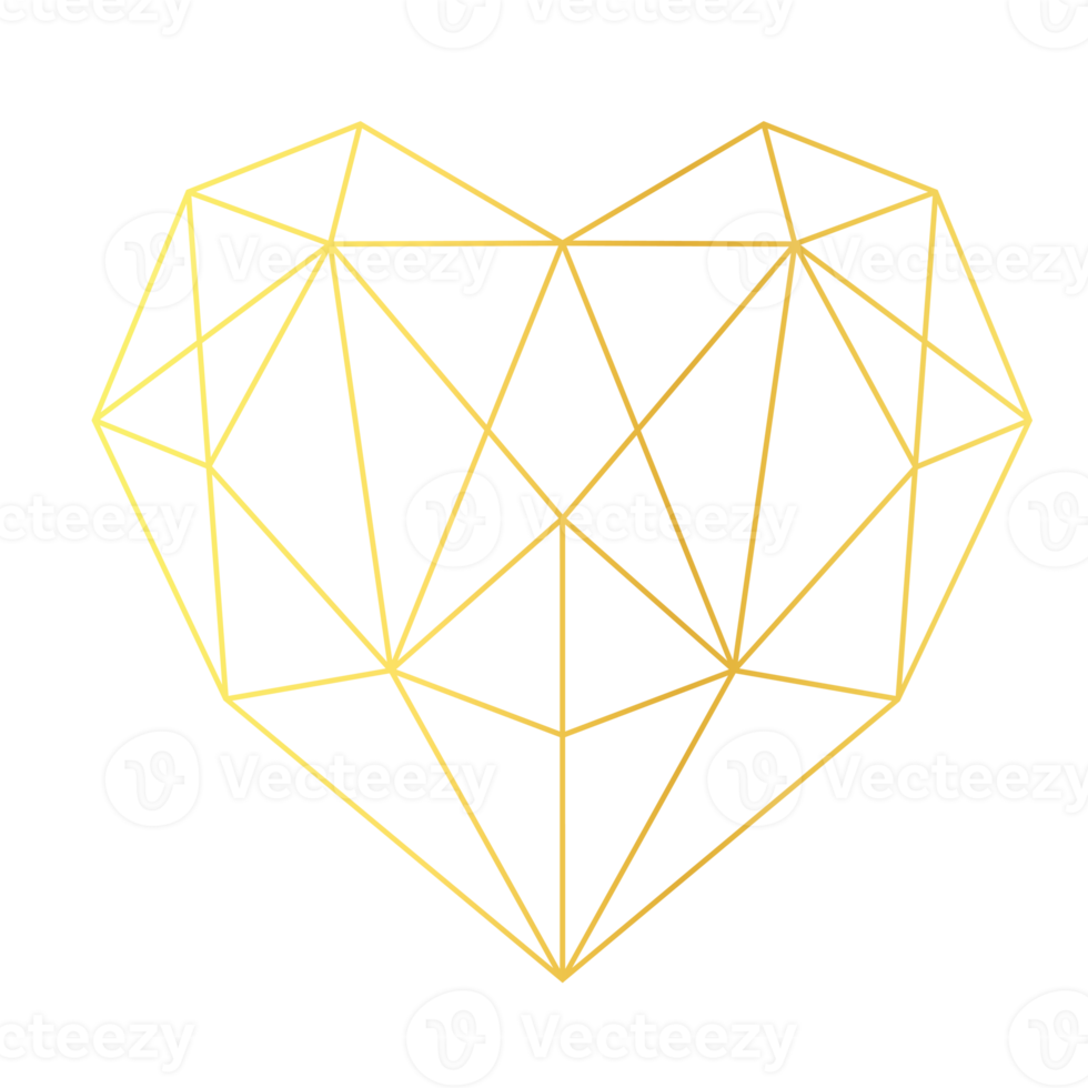 corazón de oro geométrico png