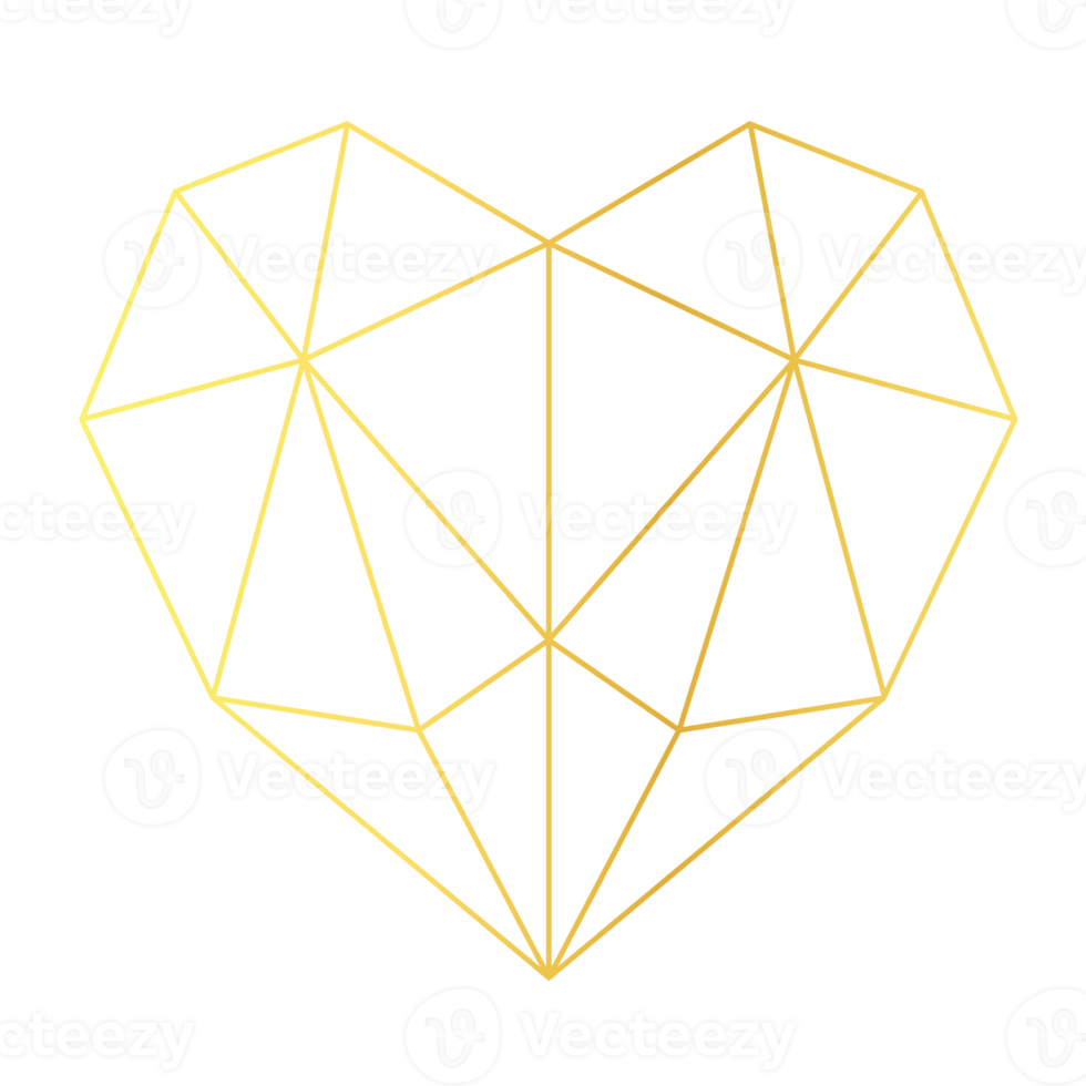 guld hjärta geometrisk png