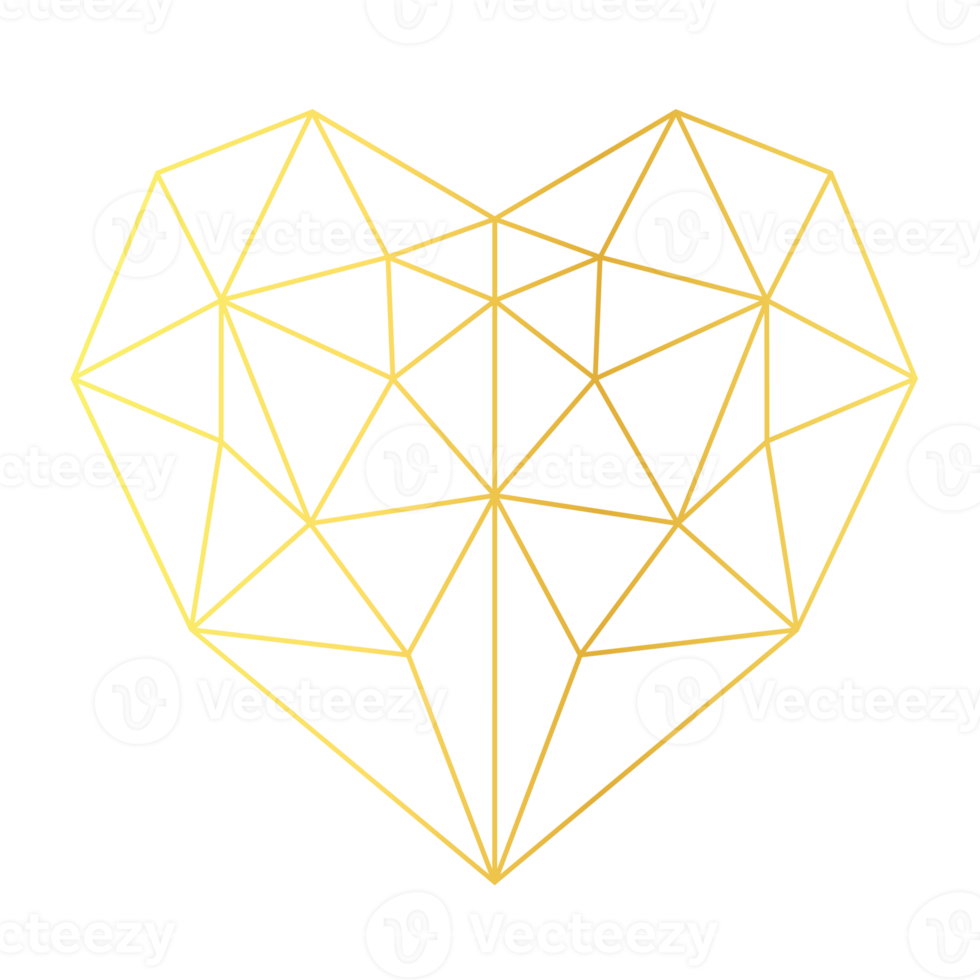 guld hjärta geometrisk png