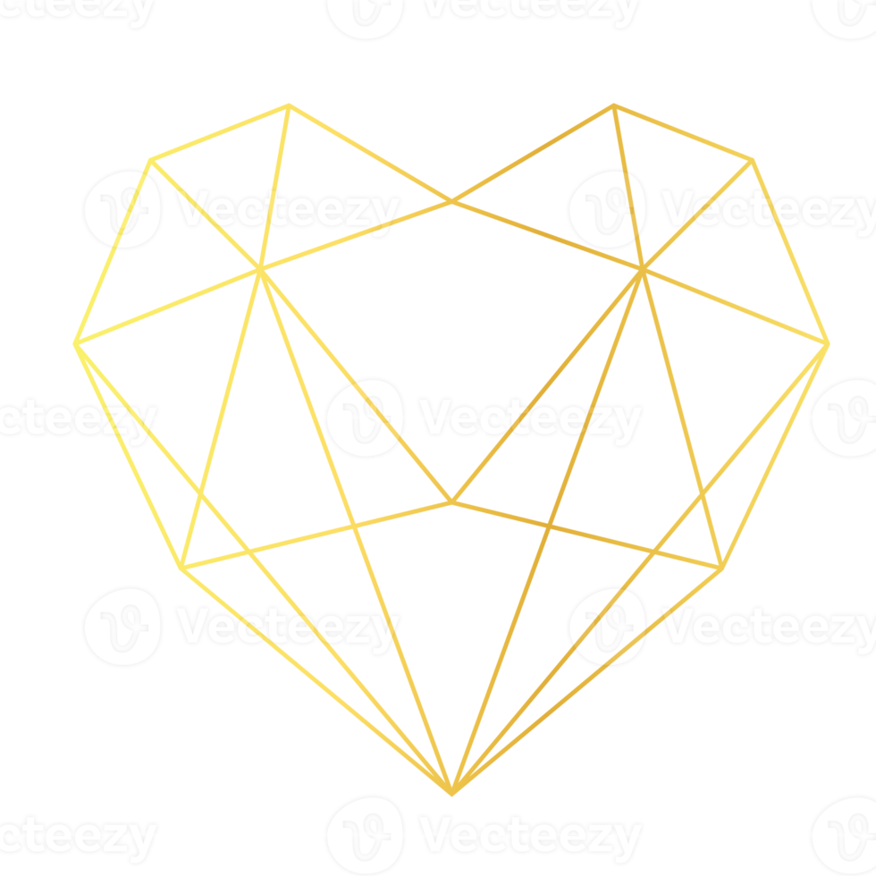 guld hjärta geometrisk png