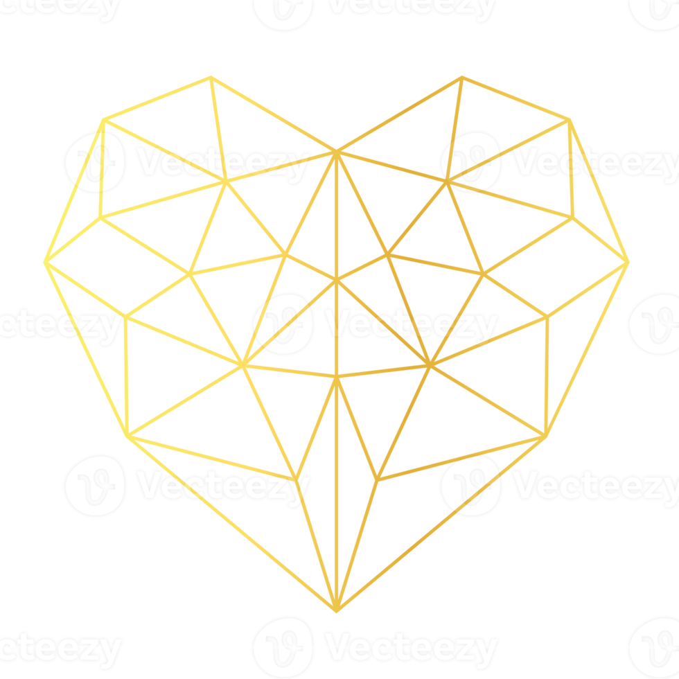 guld hjärta geometrisk png