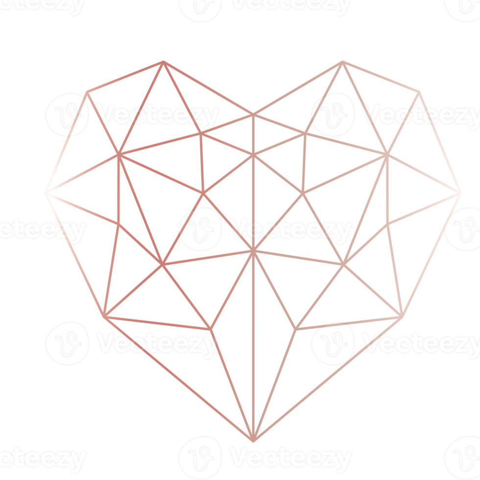 corazón de oro rosa geométrico png