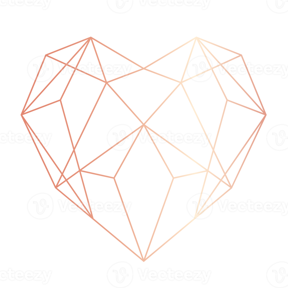 coeur en or rose géométrique png