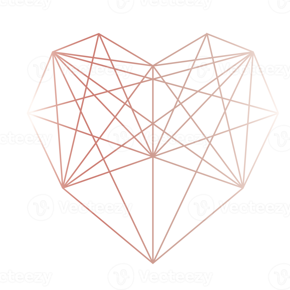 corazón de oro rosa geométrico png