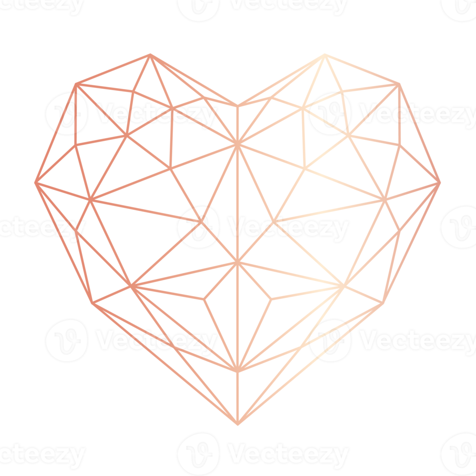 corazón de oro rosa geométrico png