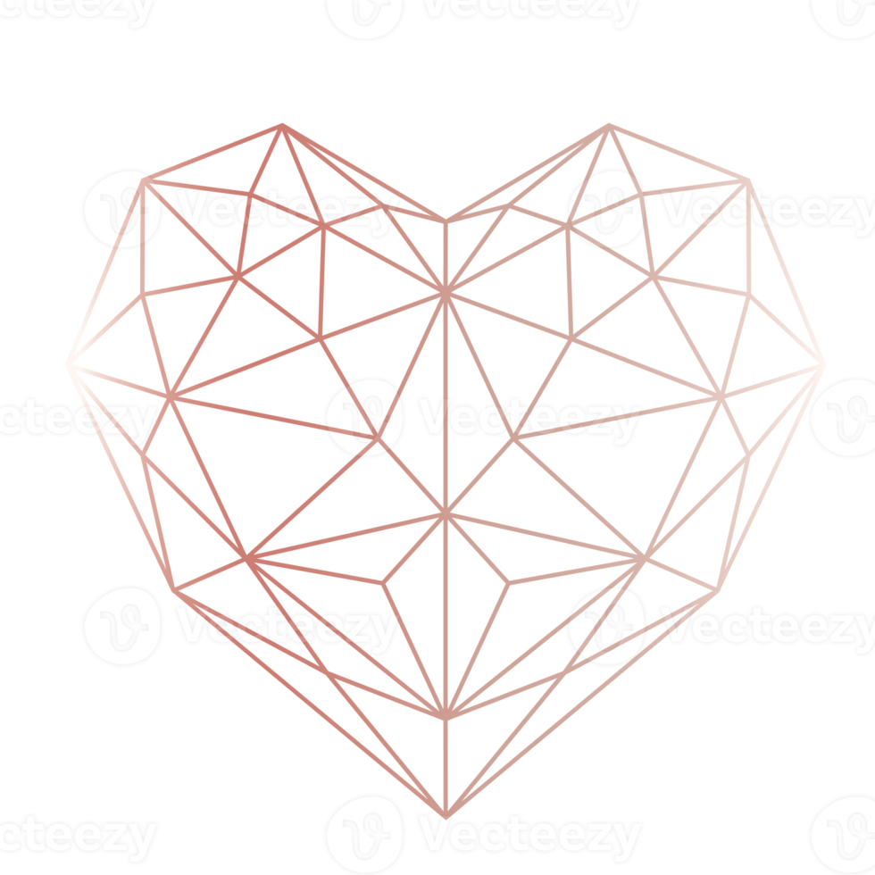 corazón de oro rosa geométrico png