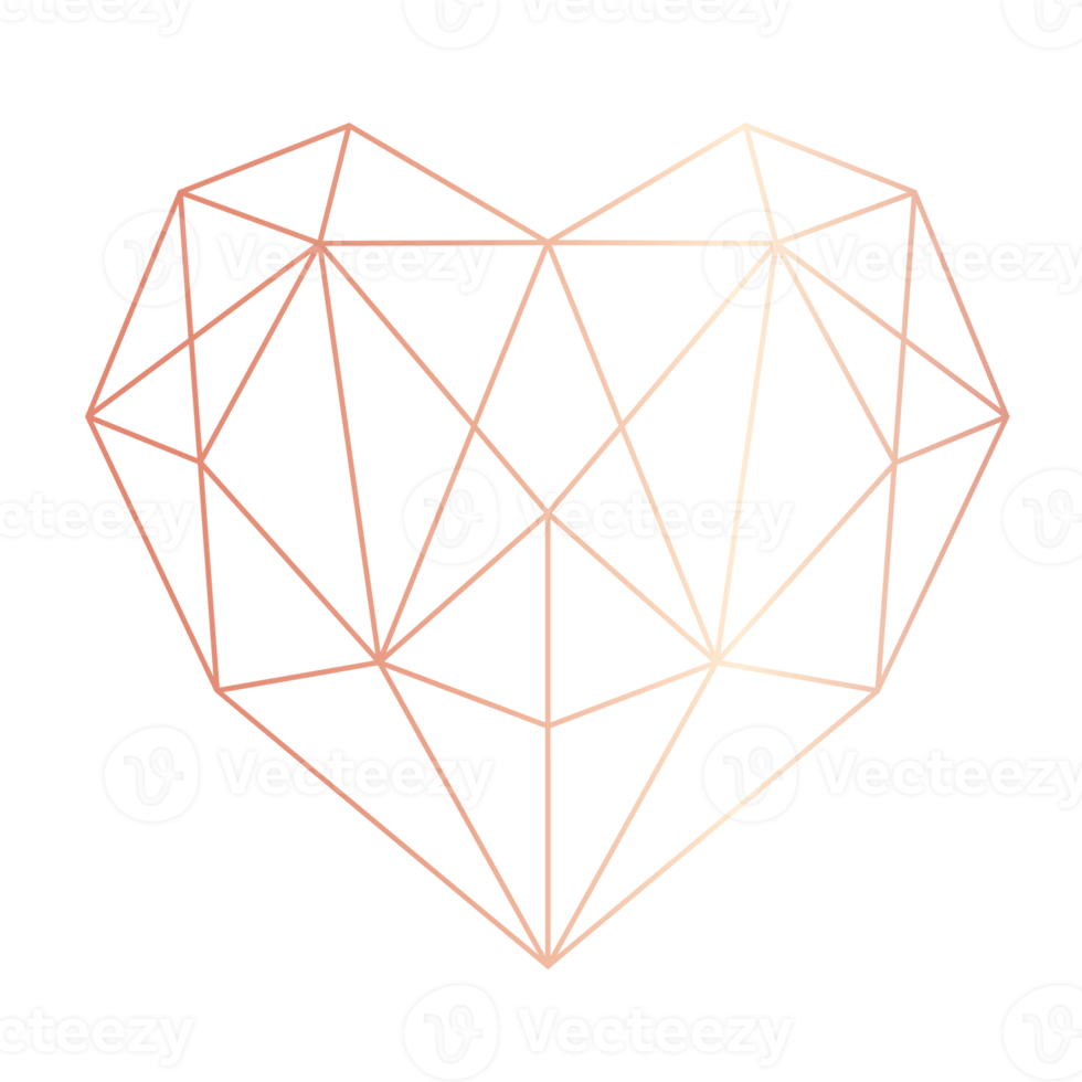 rosa oro cuore geometrico png