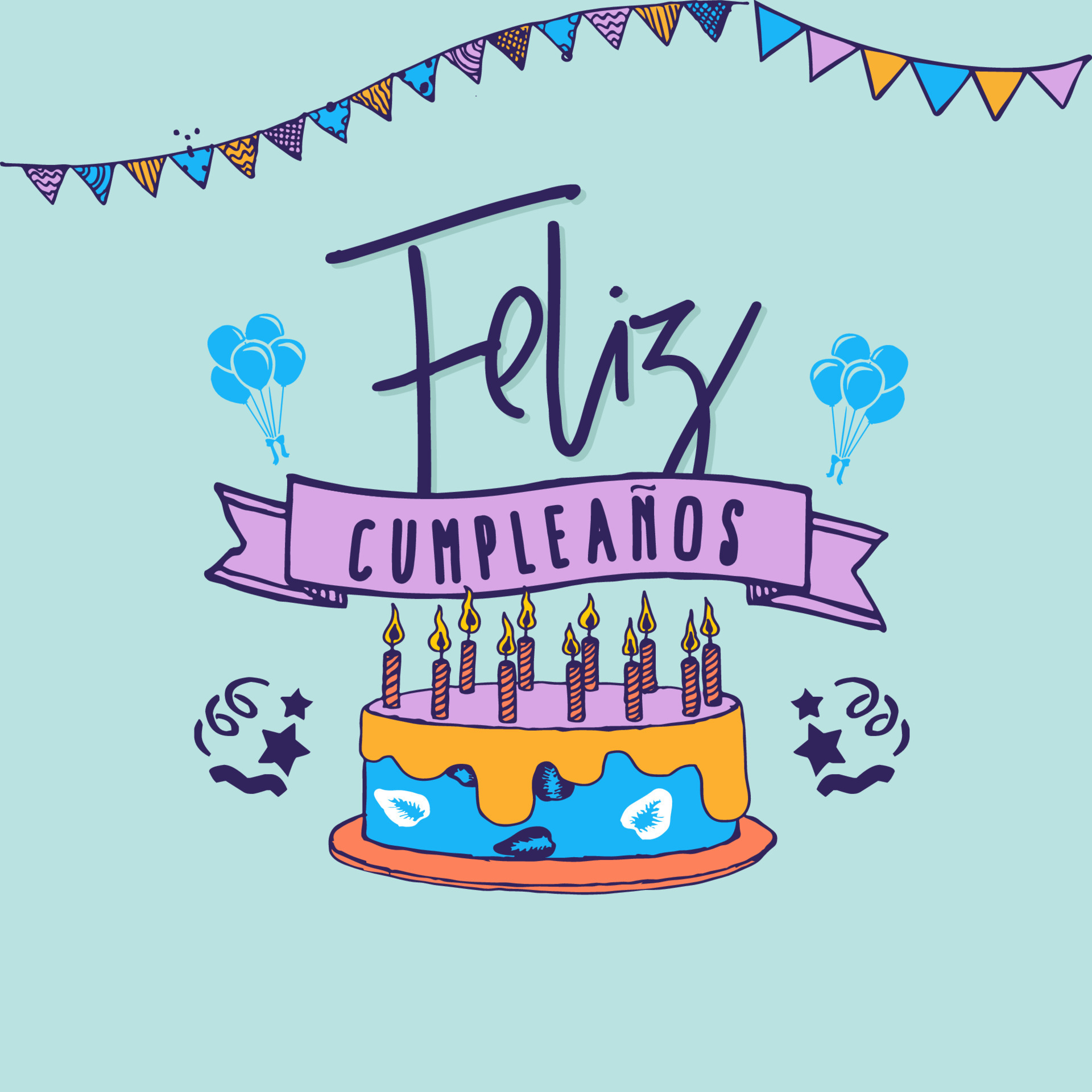 Happy birthday Feliz cumpleanos lettering in spanish 18872666 Vector Art at  Vecteezy