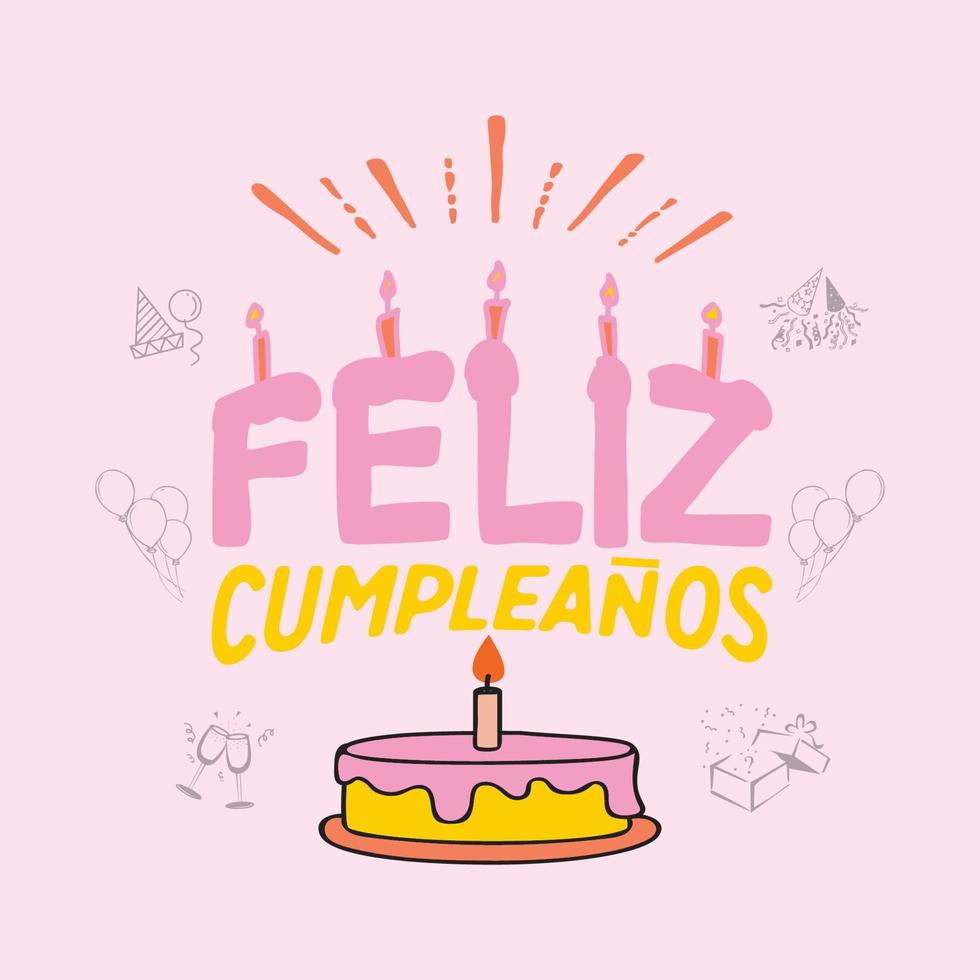 Happy birthday Feliz cumpleanos lettering in spanish vector