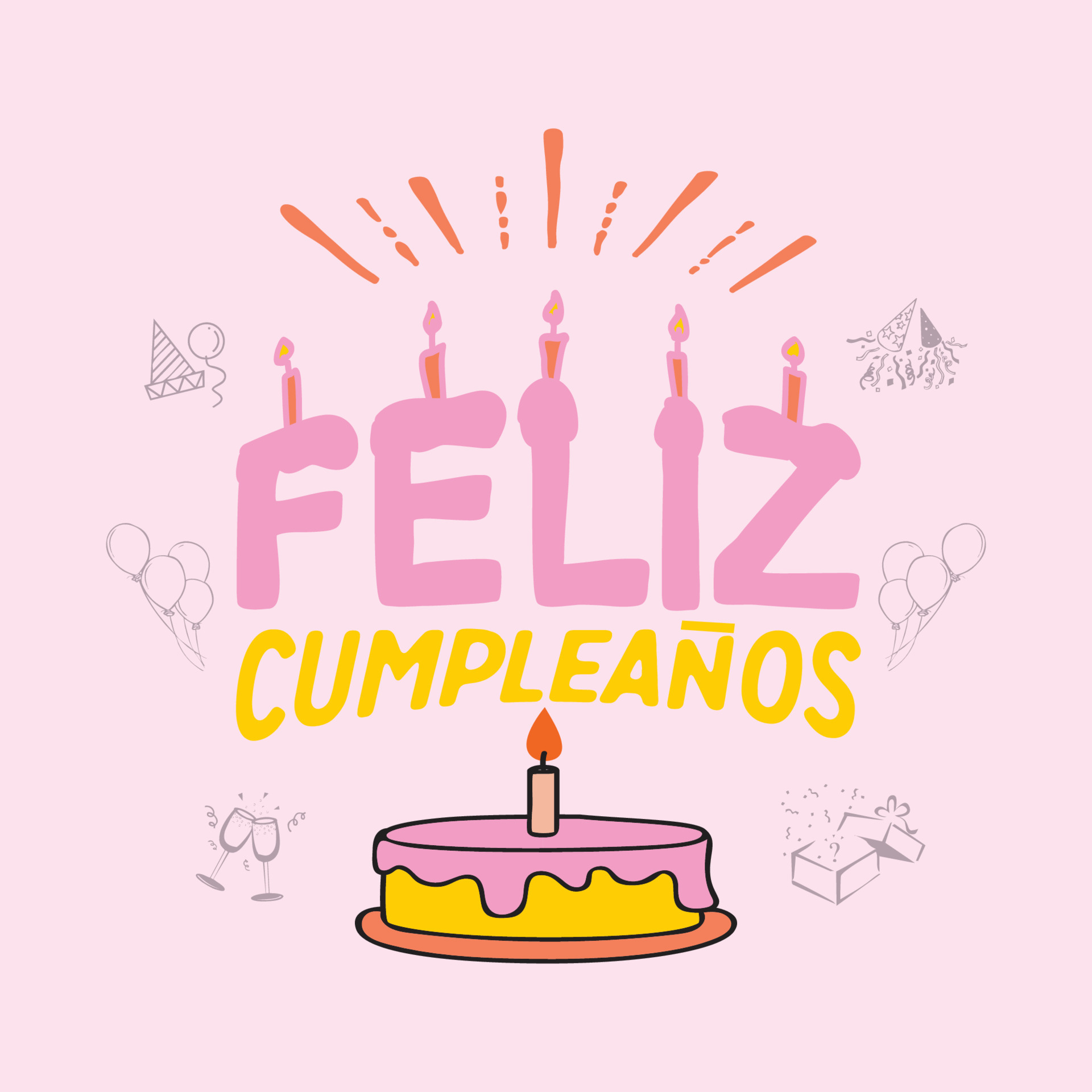 Happy birthday Feliz cumpleanos lettering in spanish 18872666 Vector Art at  Vecteezy