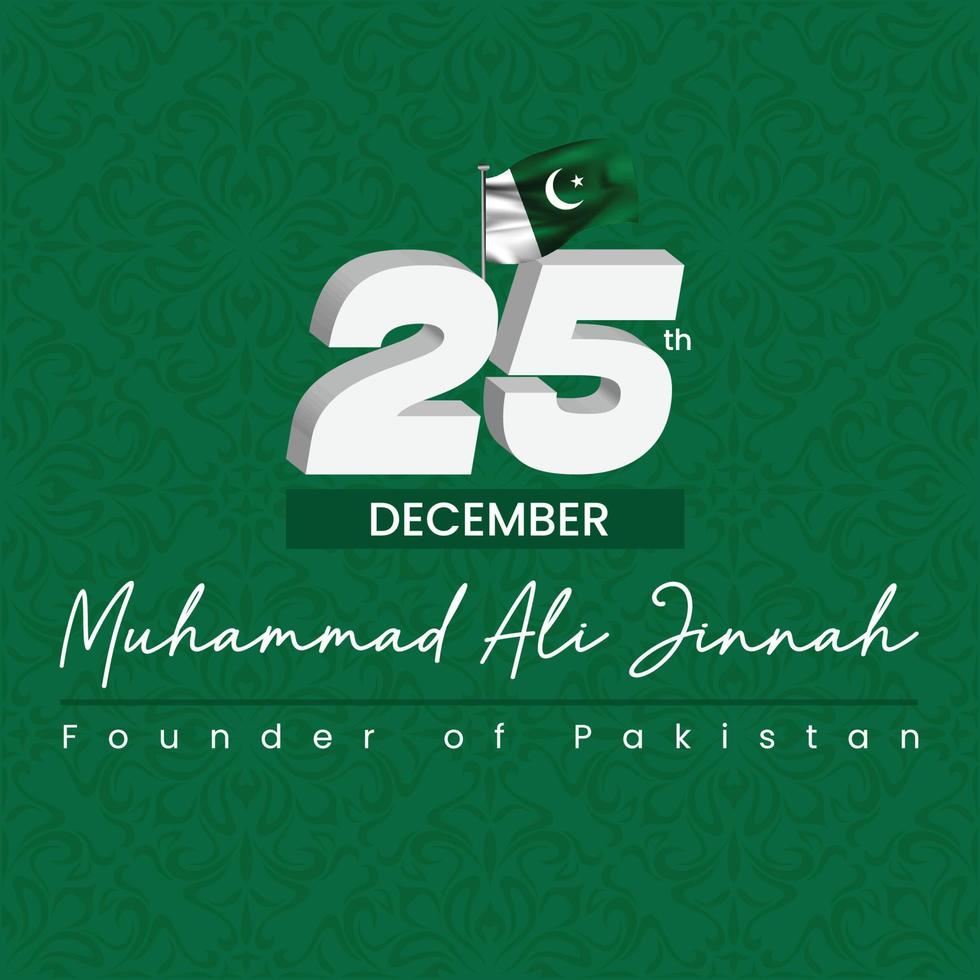 25 december quaid e azam day post design vector