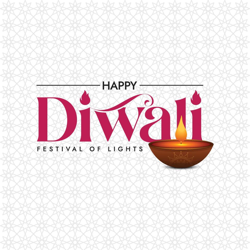 Illustration of burning diya on happy diwali holiday background vector