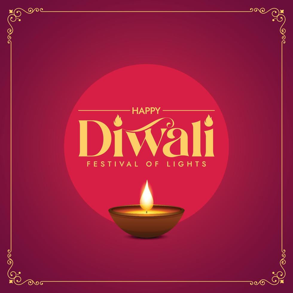 Illustration of burning diya on happy diwali holiday background vector
