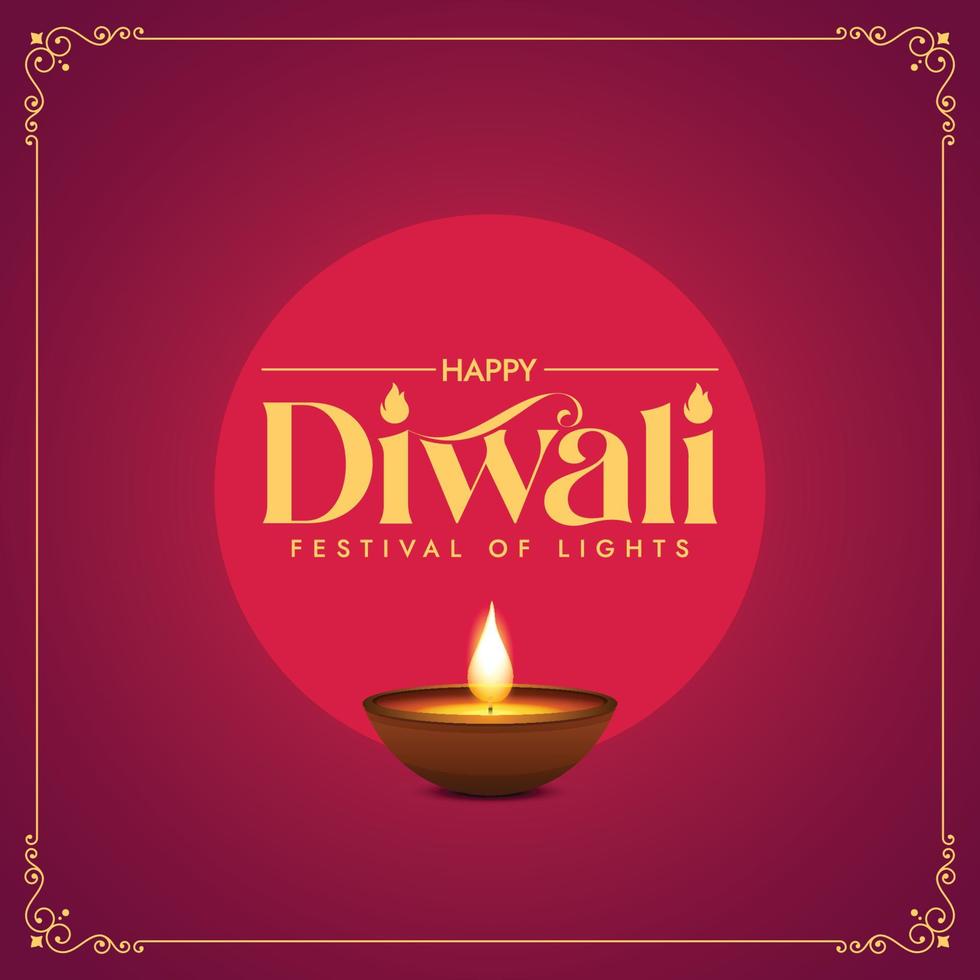 Ilustración de la quema de diya en el fondo de feliz día de fiesta de diwali vector