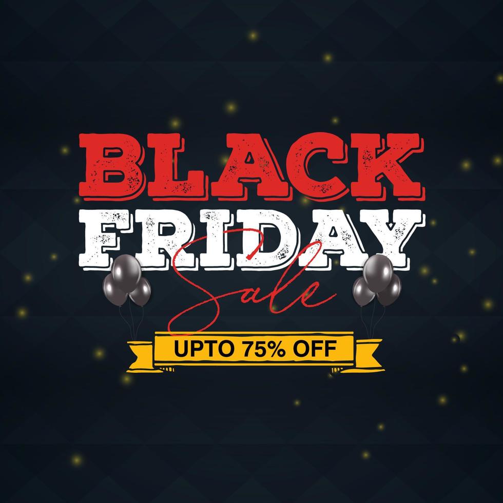 Black friday sale banner with balloons vector