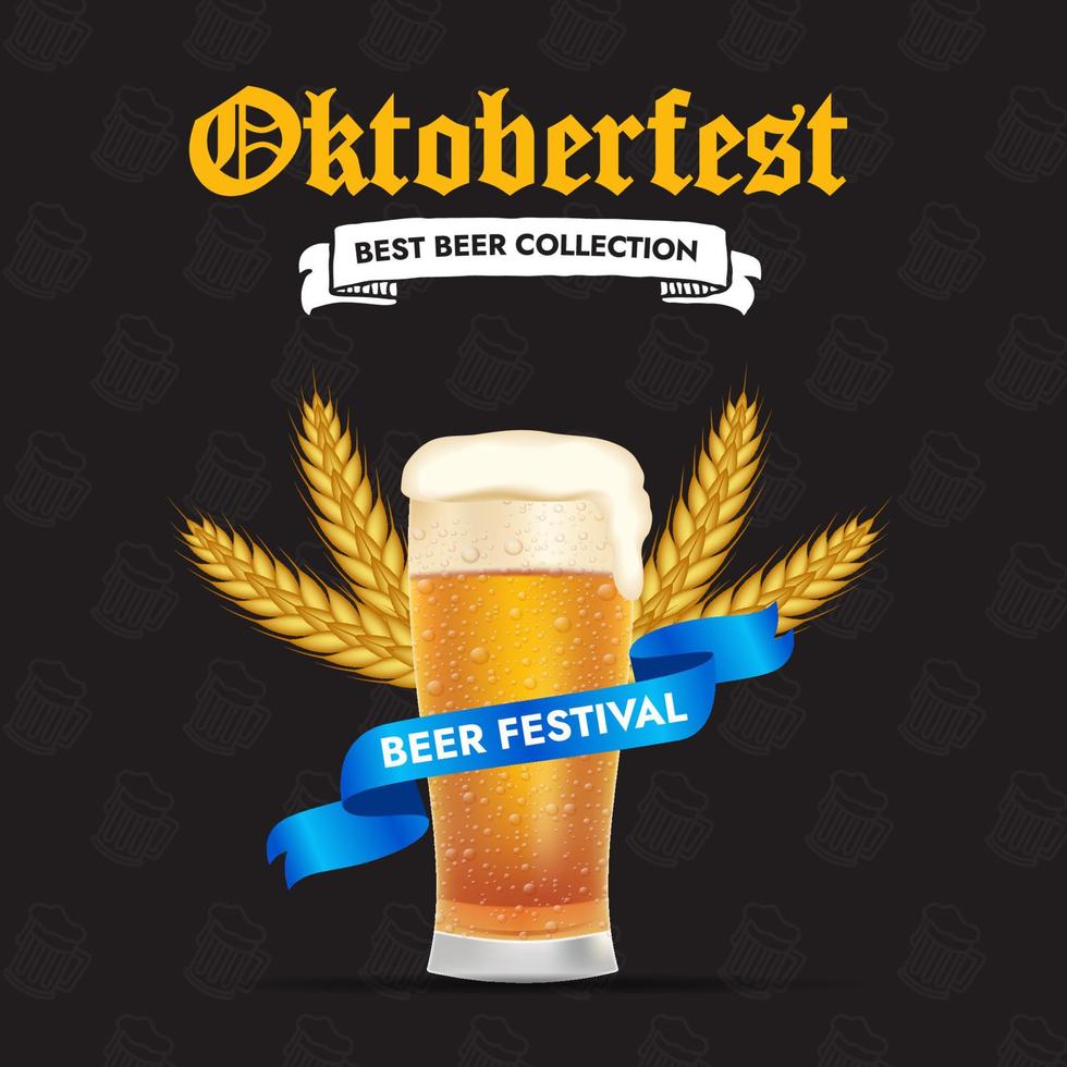 Realistic hand drawn oktoberfest beer festival background vector