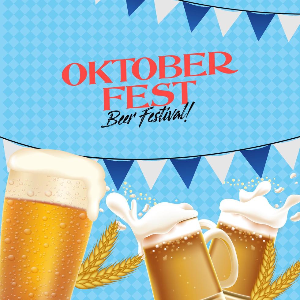 fondo de festival de cerveza oktoberfest dibujado a mano realista vector