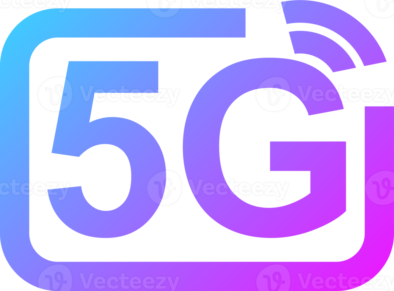 ícone de internet sem fio de quinta geração em cores gradientes. ilustração de sinais 5g. png