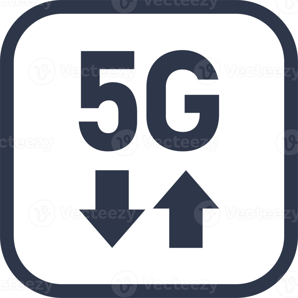 ícone de internet sem fio de quinta geração em cores pretas. ilustração de sinais 5g. png