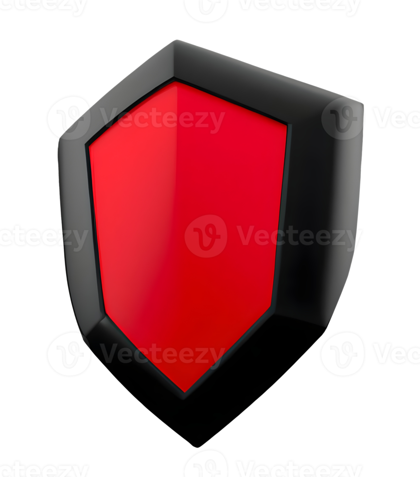 Ícone de escudo vermelho 3D. IA generativa. png