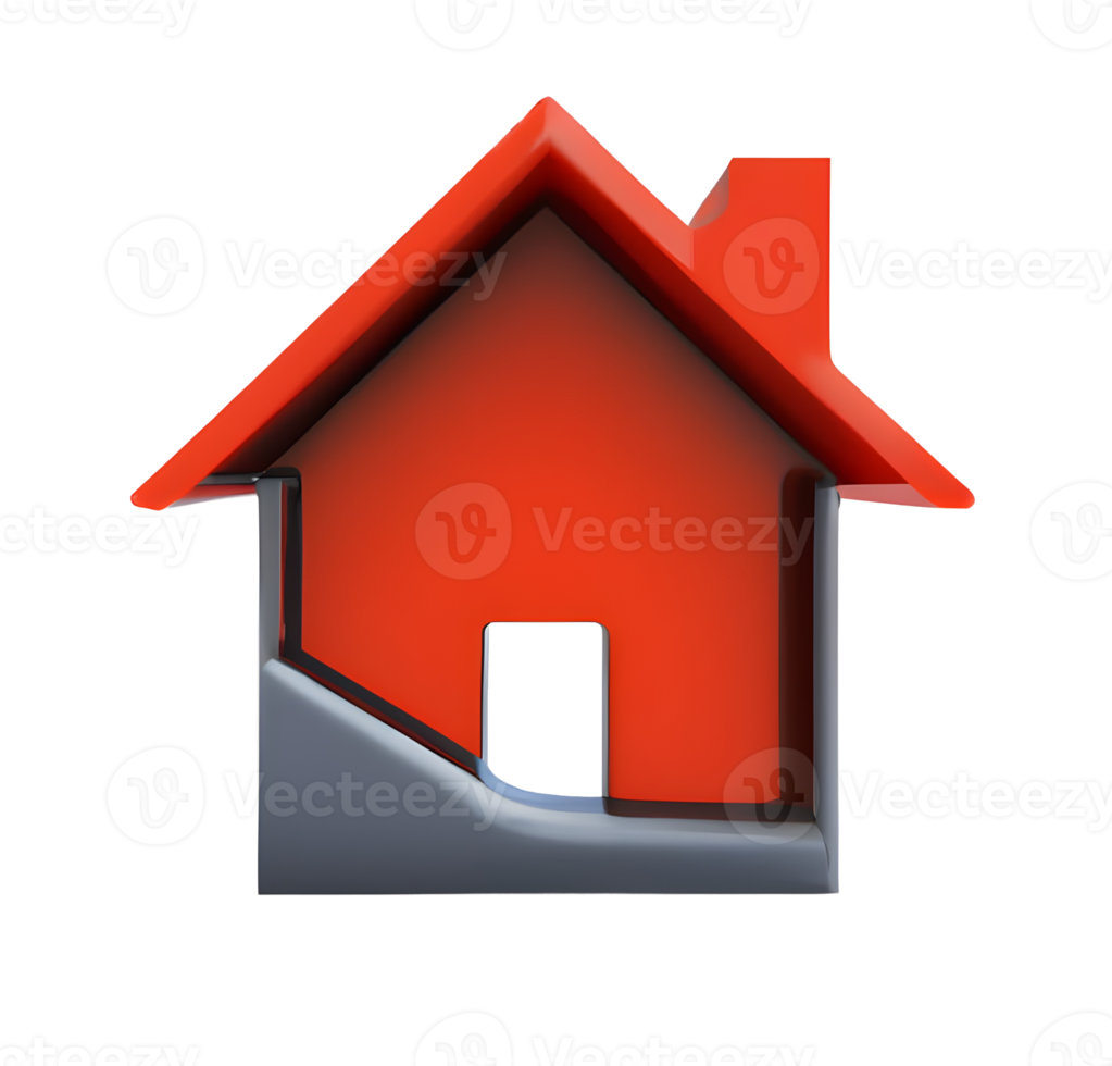 3d red home icon. Generative AI. png