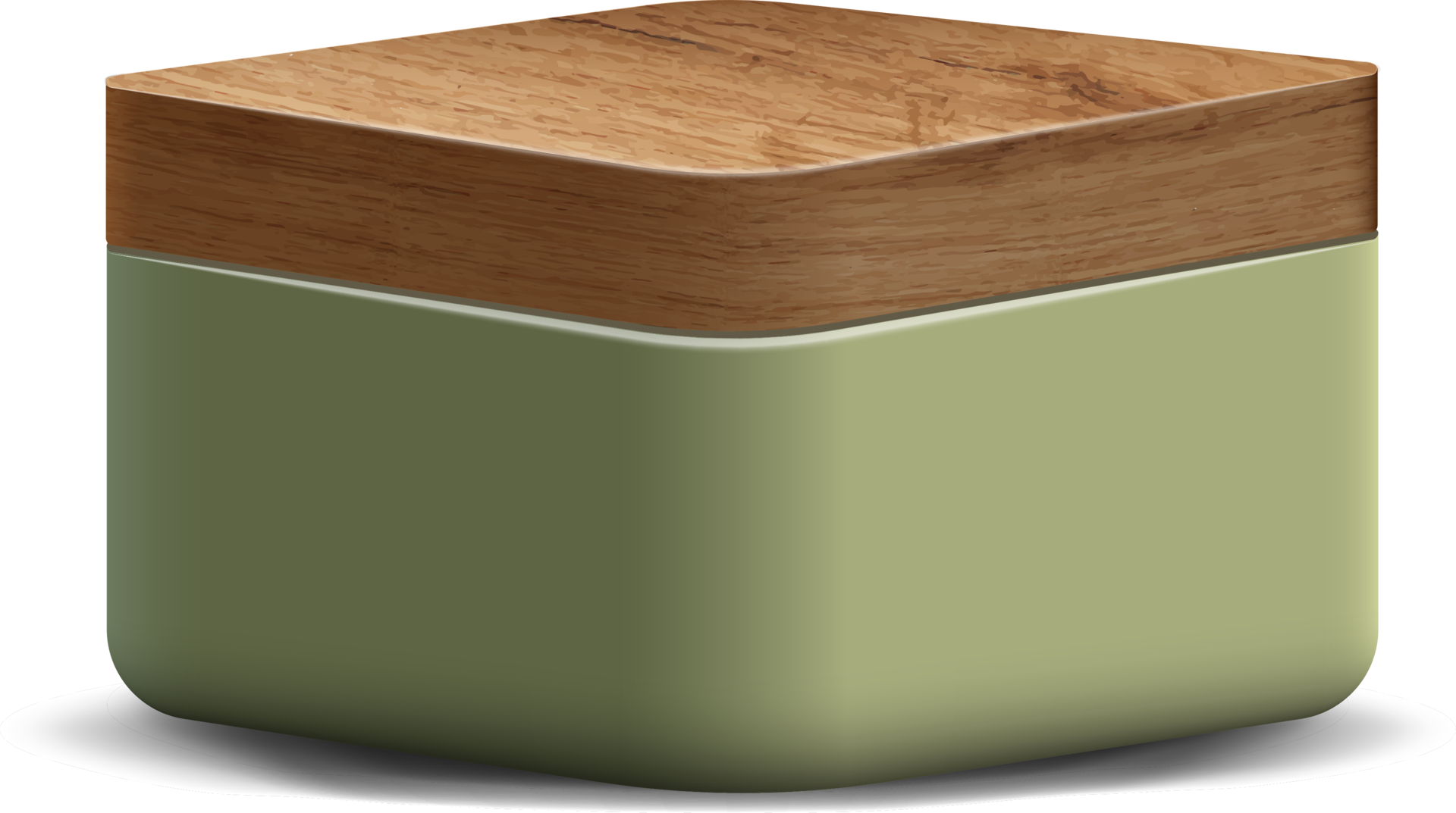 Green and wood realistic 3D square pedestal podium for stand show